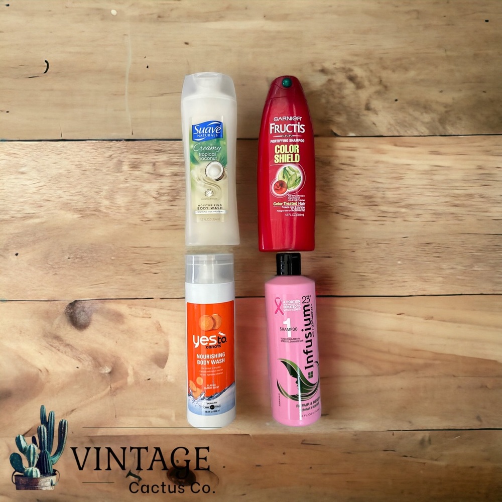 New! 4 Piece Suave, Yes to Carrots, Fructis & Infusium 23 Shampoo/Body Wash!